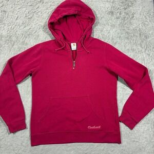 Carhartt Womens Quarter Zip Hoodie Size L Pink Fleece Workwear Streetwear Y2K